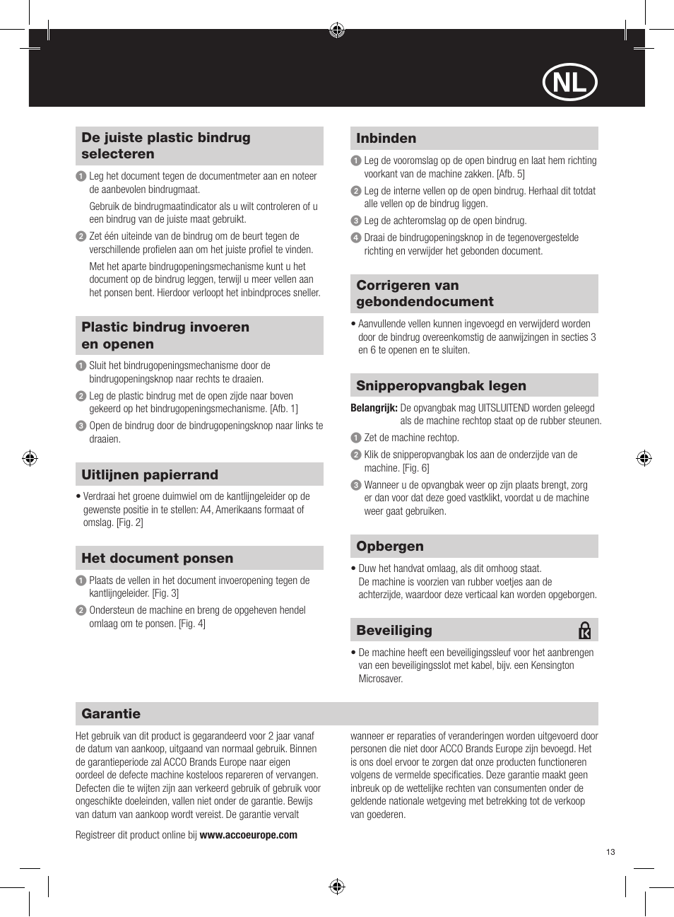 GBC C95 Comb Binder User Manual | Page 13 / 38