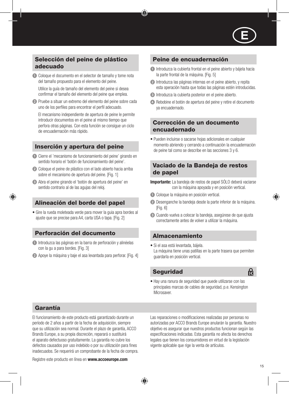 GBC C95 Comb Binder User Manual | Page 15 / 38