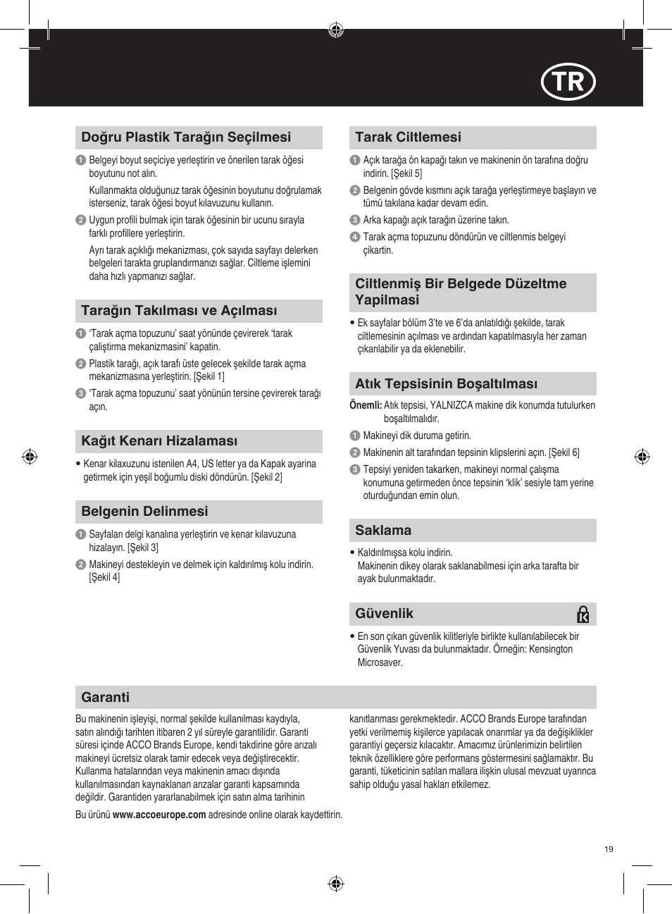 GBC C95 Comb Binder User Manual | Page 19 / 38