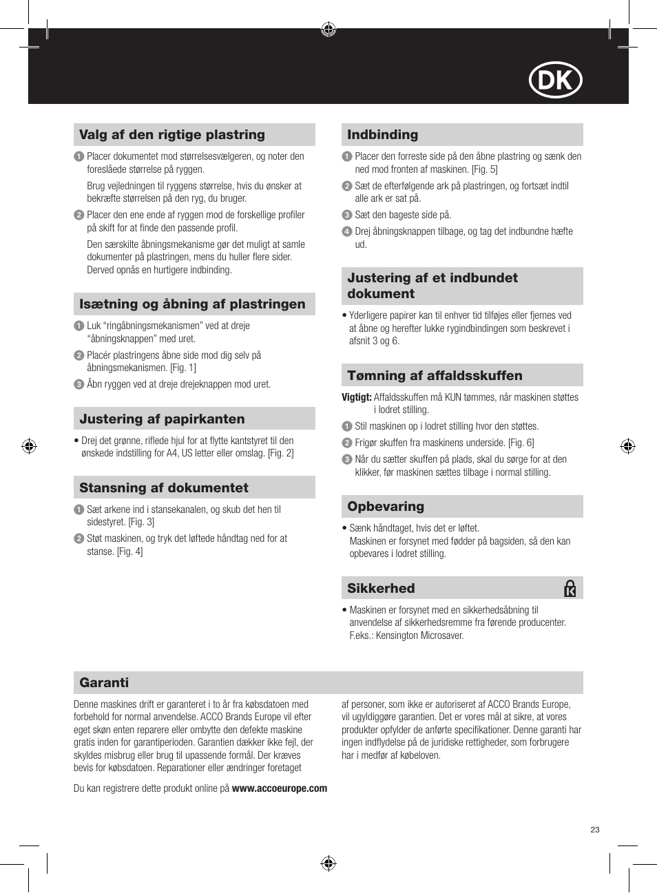 GBC C95 Comb Binder User Manual | Page 23 / 38