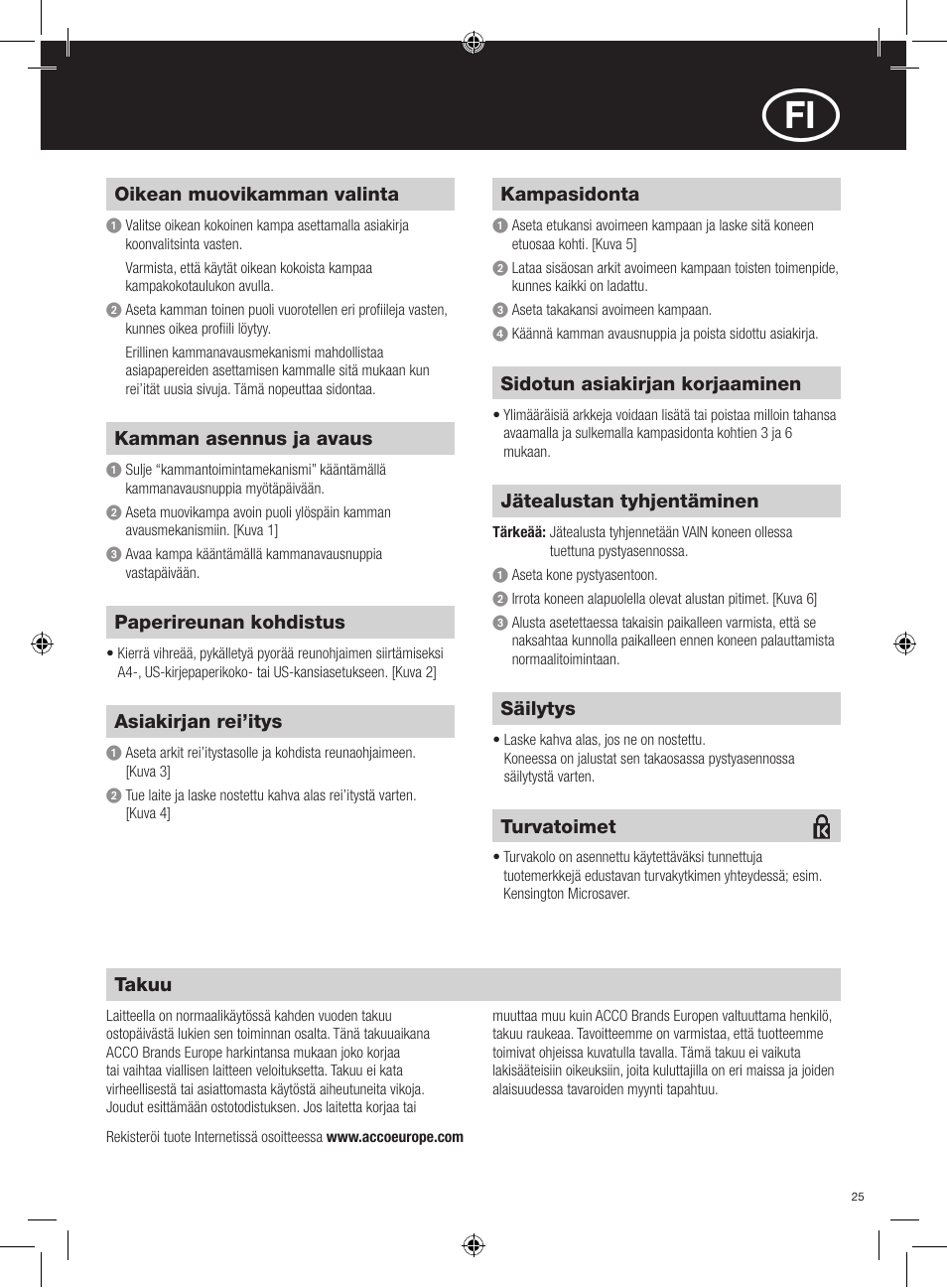 GBC C95 Comb Binder User Manual | Page 25 / 38