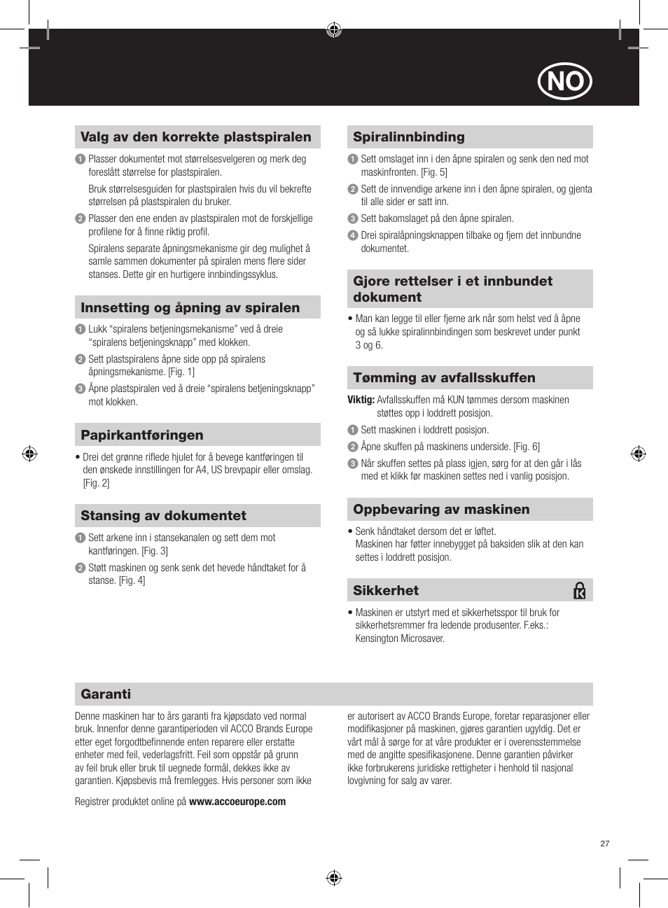 GBC C95 Comb Binder User Manual | Page 27 / 38