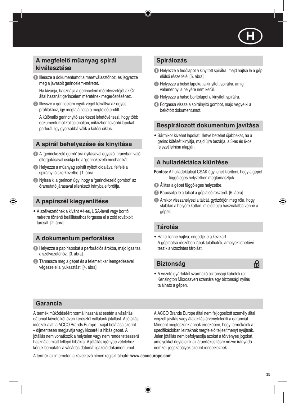 GBC C95 Comb Binder User Manual | Page 35 / 38