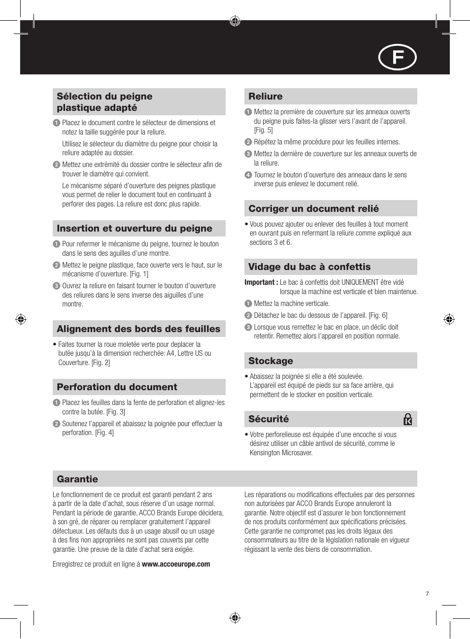 GBC C95 Comb Binder User Manual | Page 7 / 38