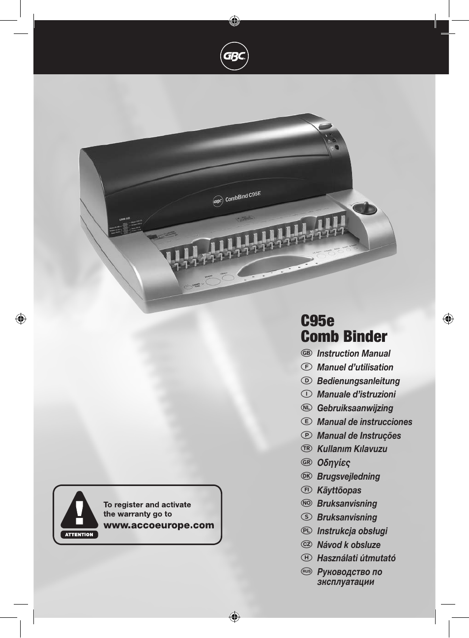 GBC C95e Comb Binder User Manual | 38 pages