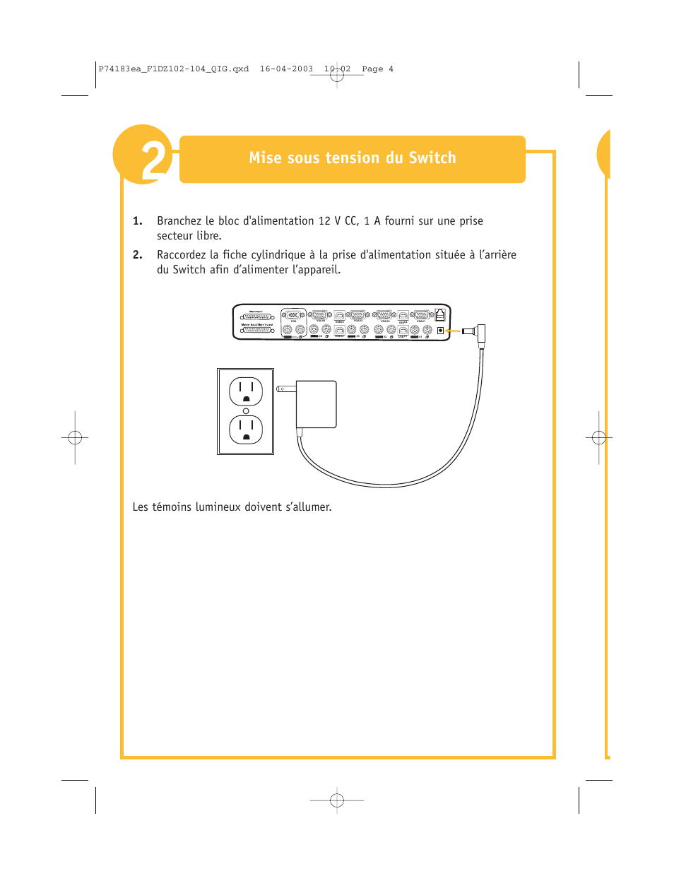 Mise sous tension du switch | Belkin F1DZ104T User Manual | Page 14 / 52