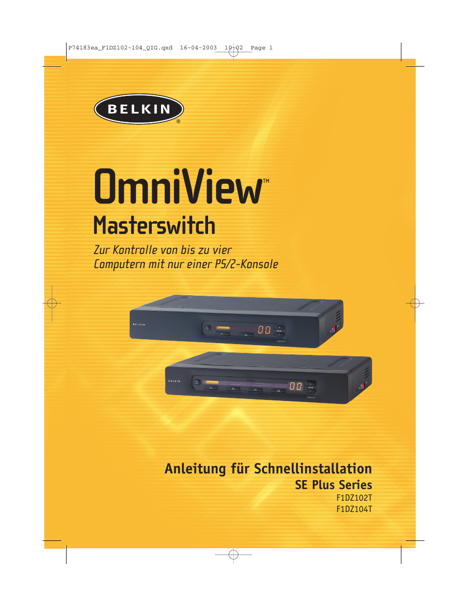 Omniview, Masterswitch | Belkin F1DZ104T User Manual | Page 19 / 52
