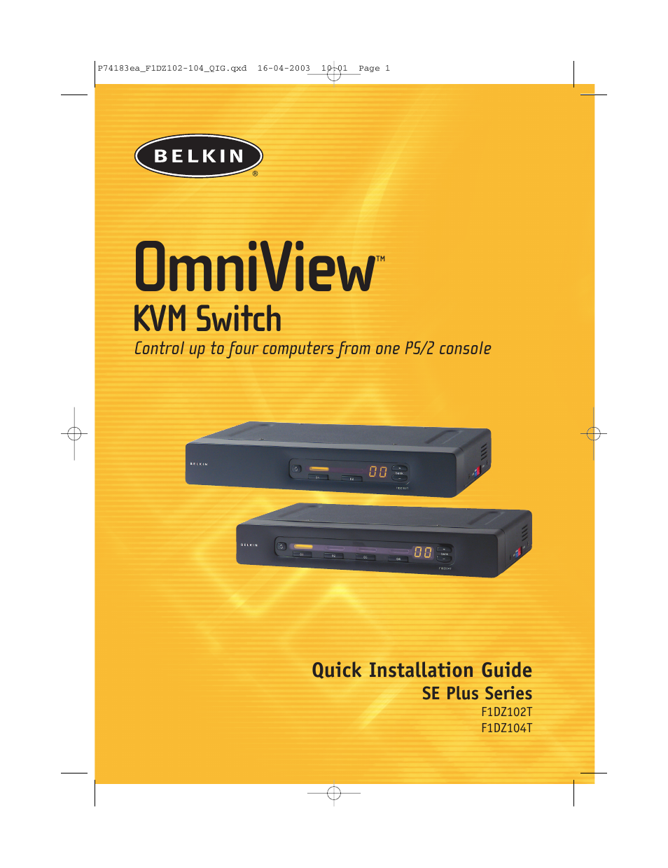 Omniview, Kvm switch | Belkin F1DZ104T User Manual | Page 3 / 52