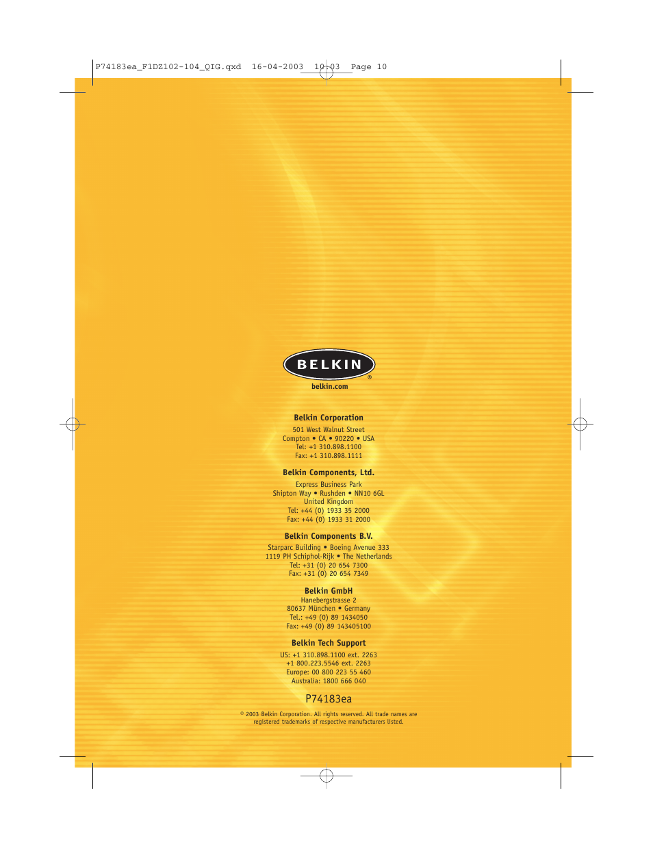 Belkin F1DZ104T User Manual | Page 52 / 52