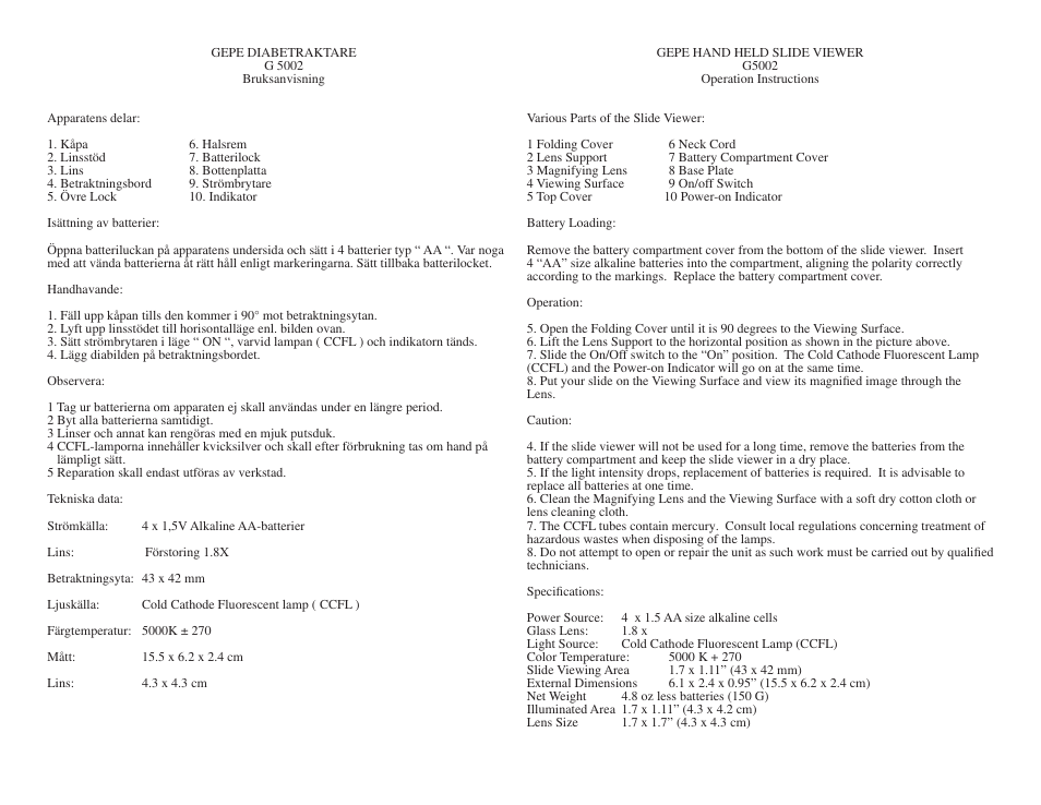 GEPE G5002 Portable Viewer User Manual | Page 2 / 3