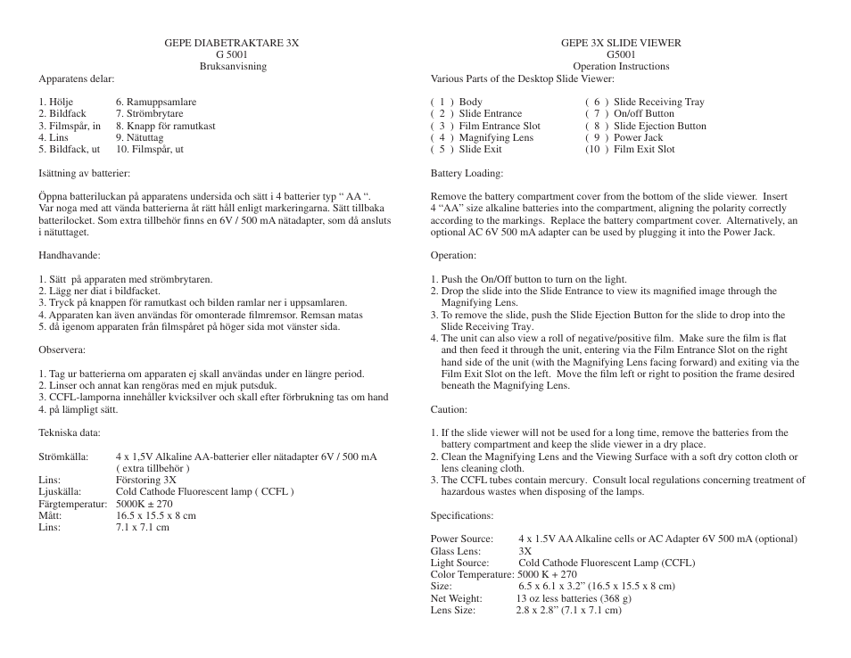 GEPE G5001 Table Top Viewer User Manual | Page 2 / 3