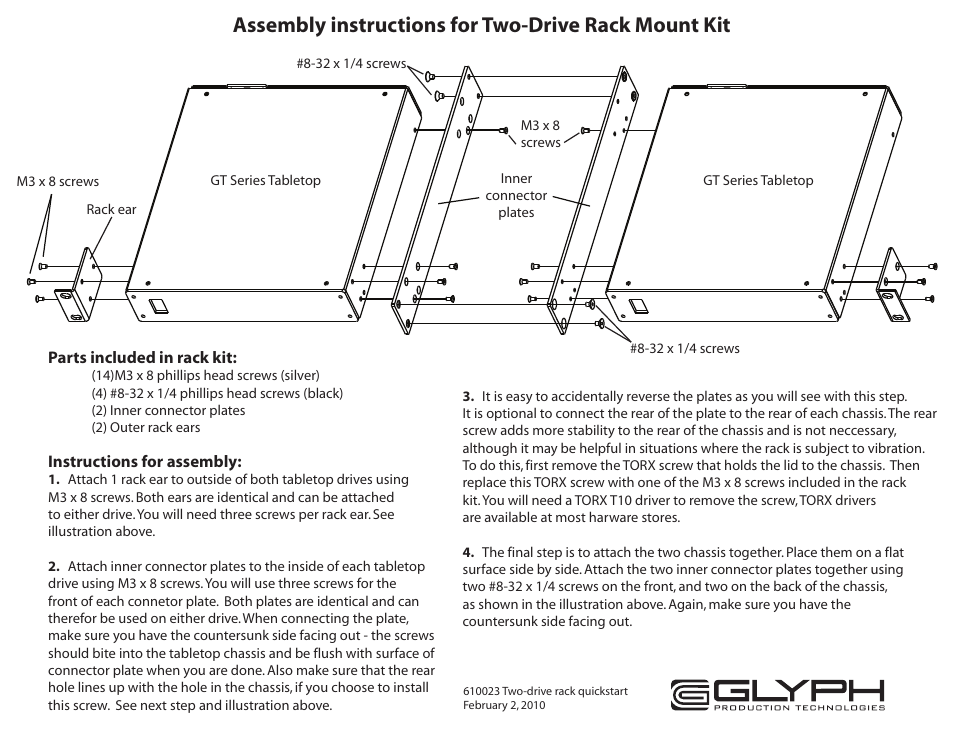 Glyph Two-Drive Rack Mount Kit User Manual | 1 page