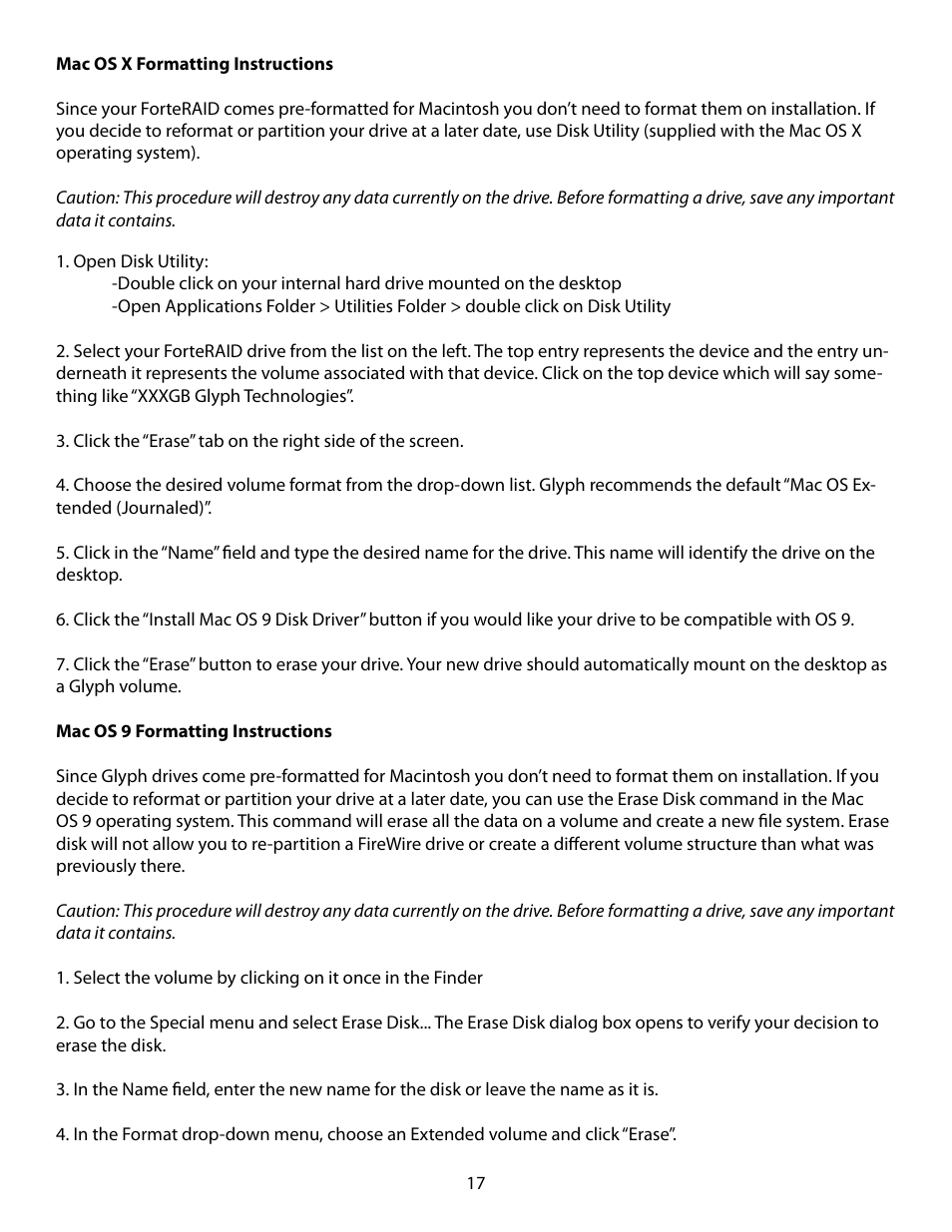 Glyph ForteRAID User Manual | Page 17 / 20