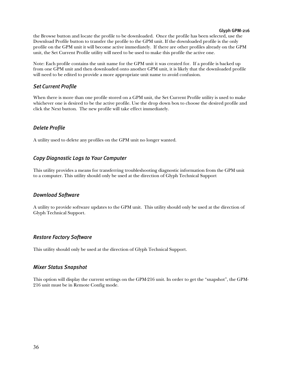 Glyph GPM-216 User Manual | Page 36 / 46