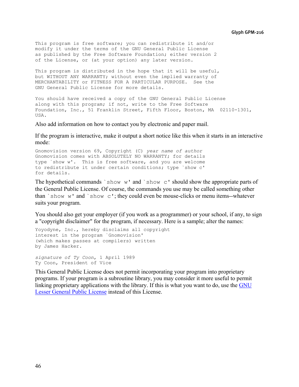 Glyph GPM-216 User Manual | Page 46 / 46