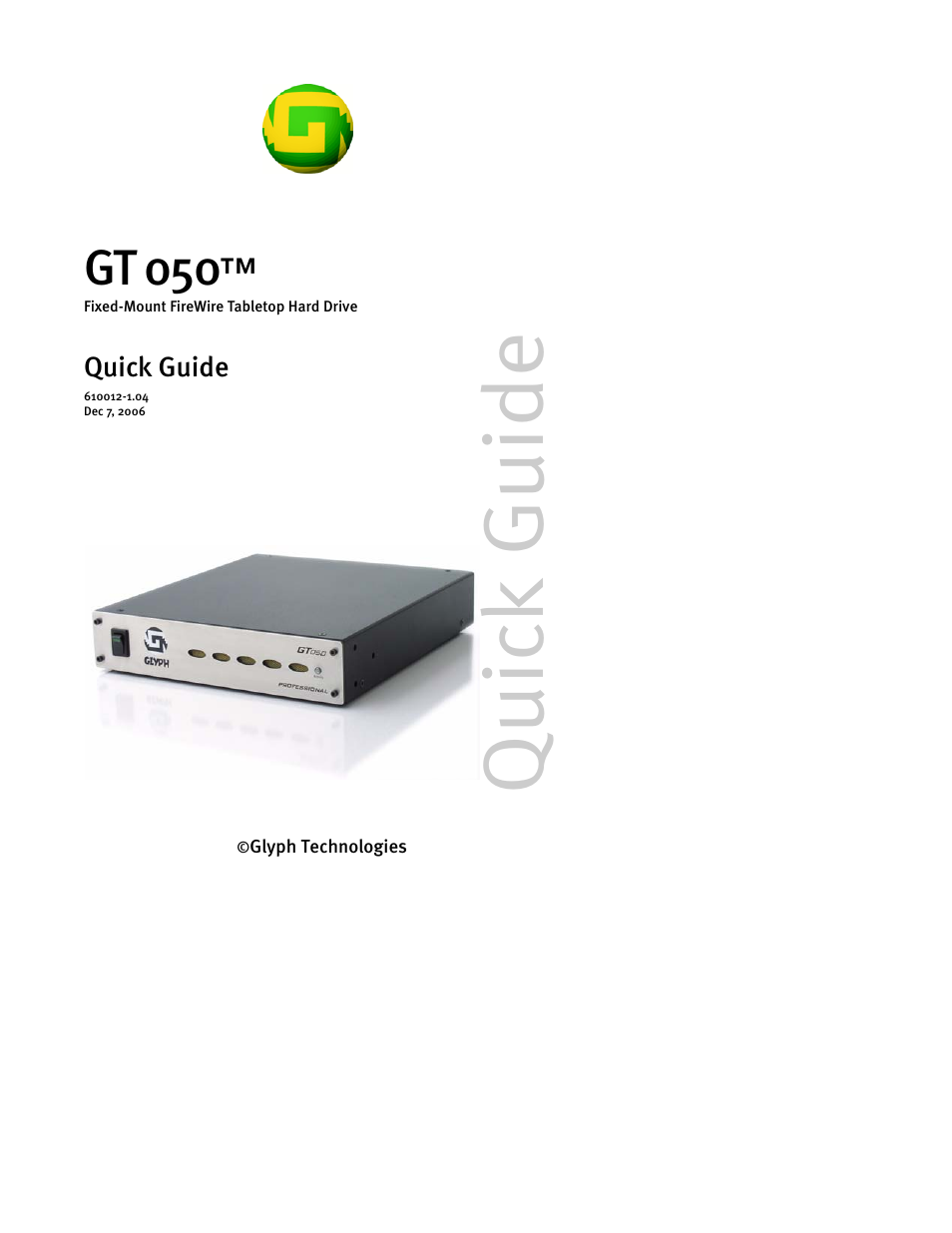 Glyph GT 050 User Manual | 26 pages