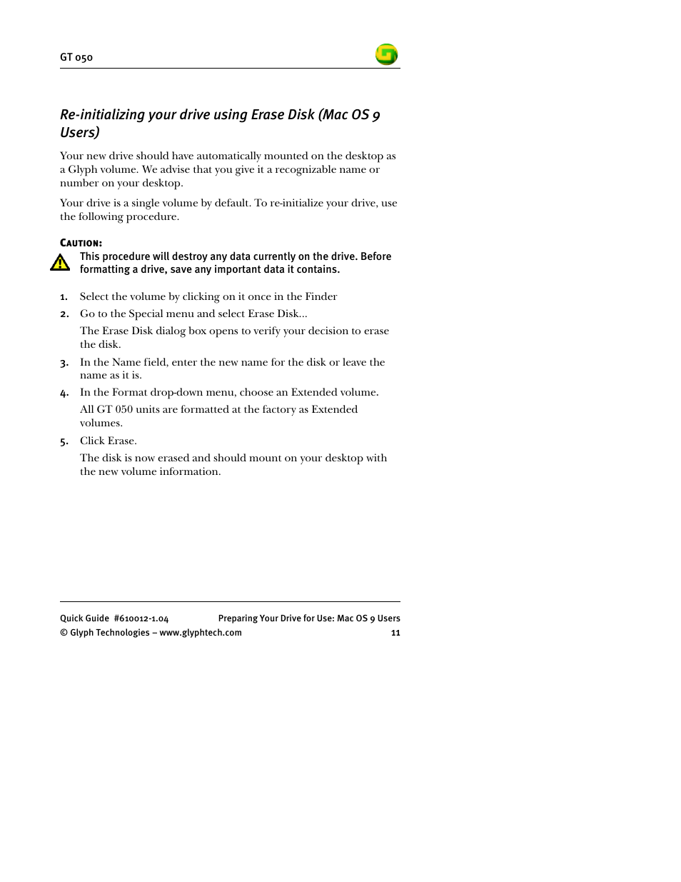 Glyph GT 050 User Manual | Page 13 / 26