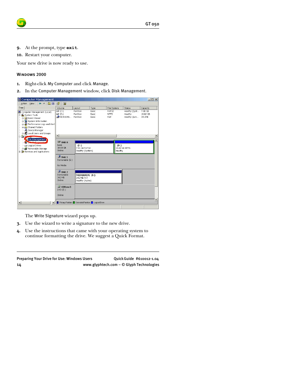 Glyph GT 050 User Manual | Page 16 / 26