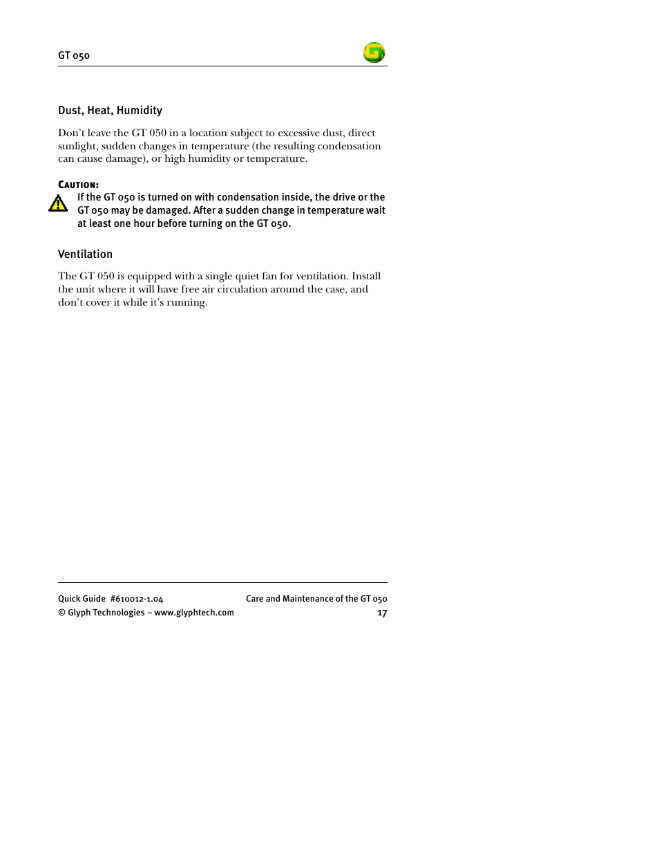 Glyph GT 050 User Manual | Page 19 / 26