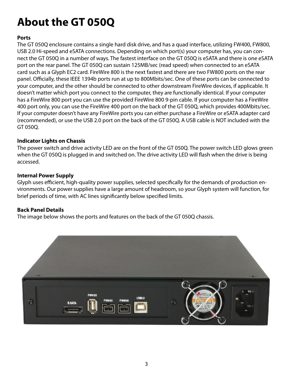 About the gt 050q | Glyph GT 050Q User Manual | Page 3 / 9