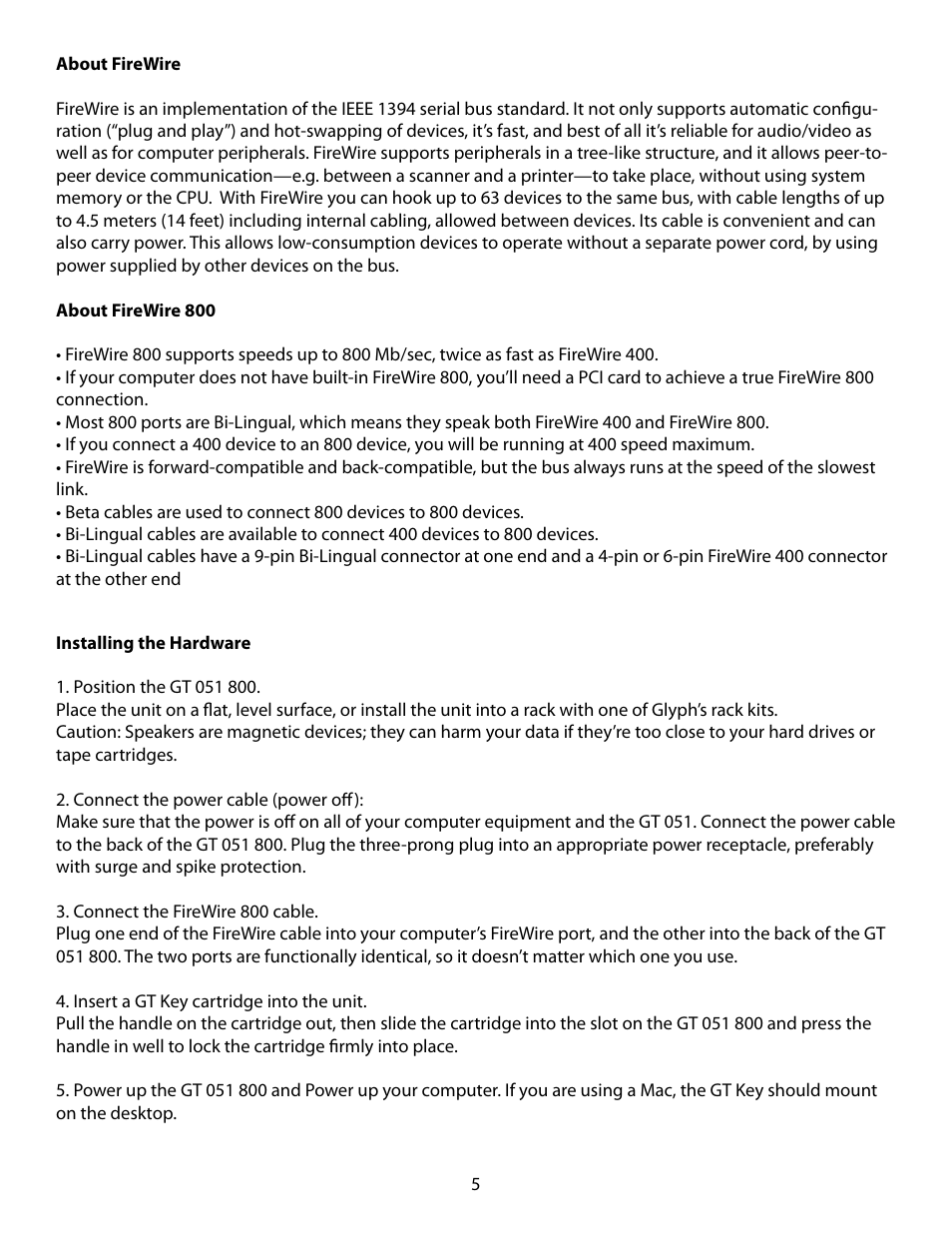 Glyph GT 051 FireWire 800 User Manual | Page 5 / 7
