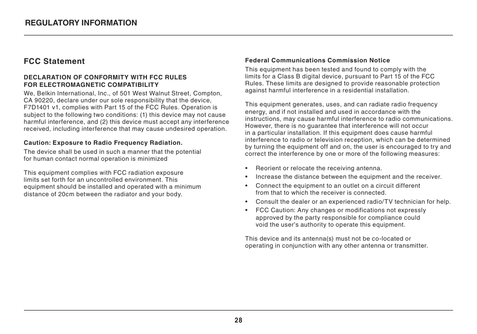 Belkin 8820ED00388_F7D1401_V1 User Manual | Page 28 / 31