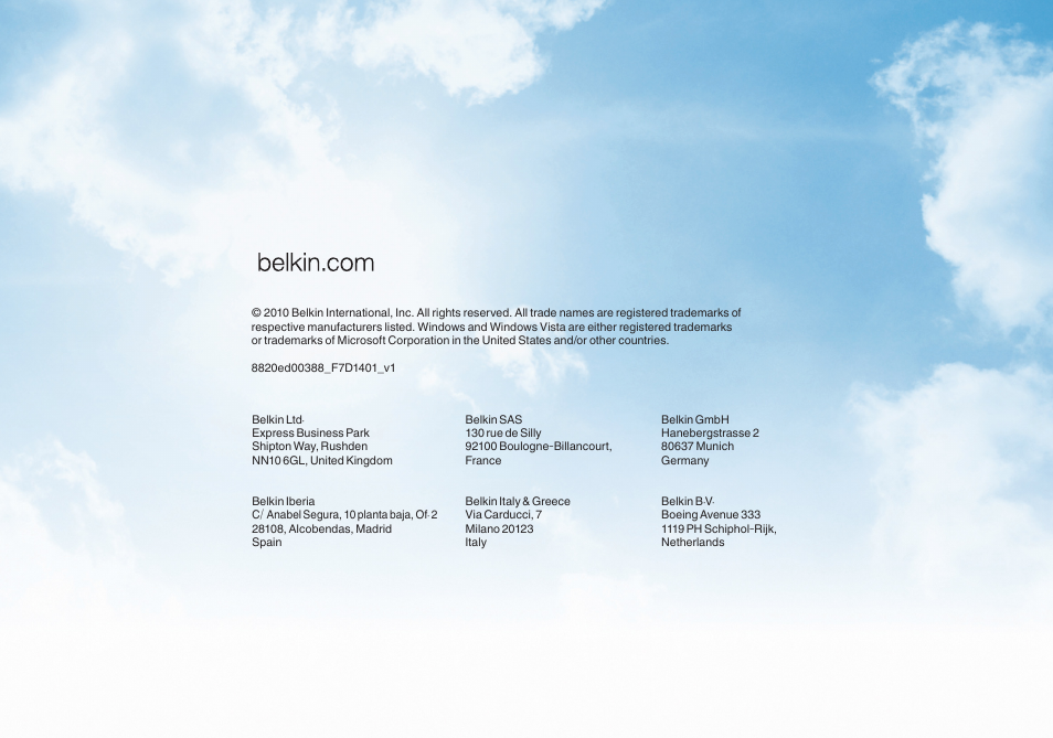 Belkin 8820ED00388_F7D1401_V1 User Manual | Page 31 / 31