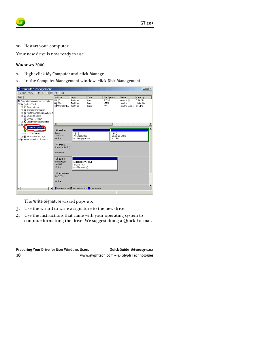 Glyph GT 205 User Manual | Page 20 / 30