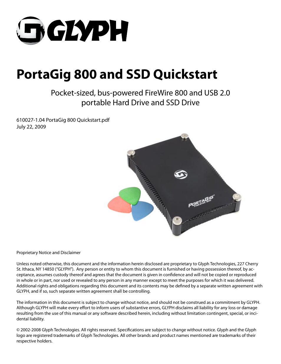 Glyph PortaGig 800 and SSD User Manual | 5 pages