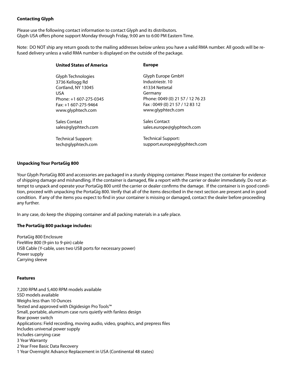 Glyph PortaGig 800 and SSD User Manual | Page 2 / 5