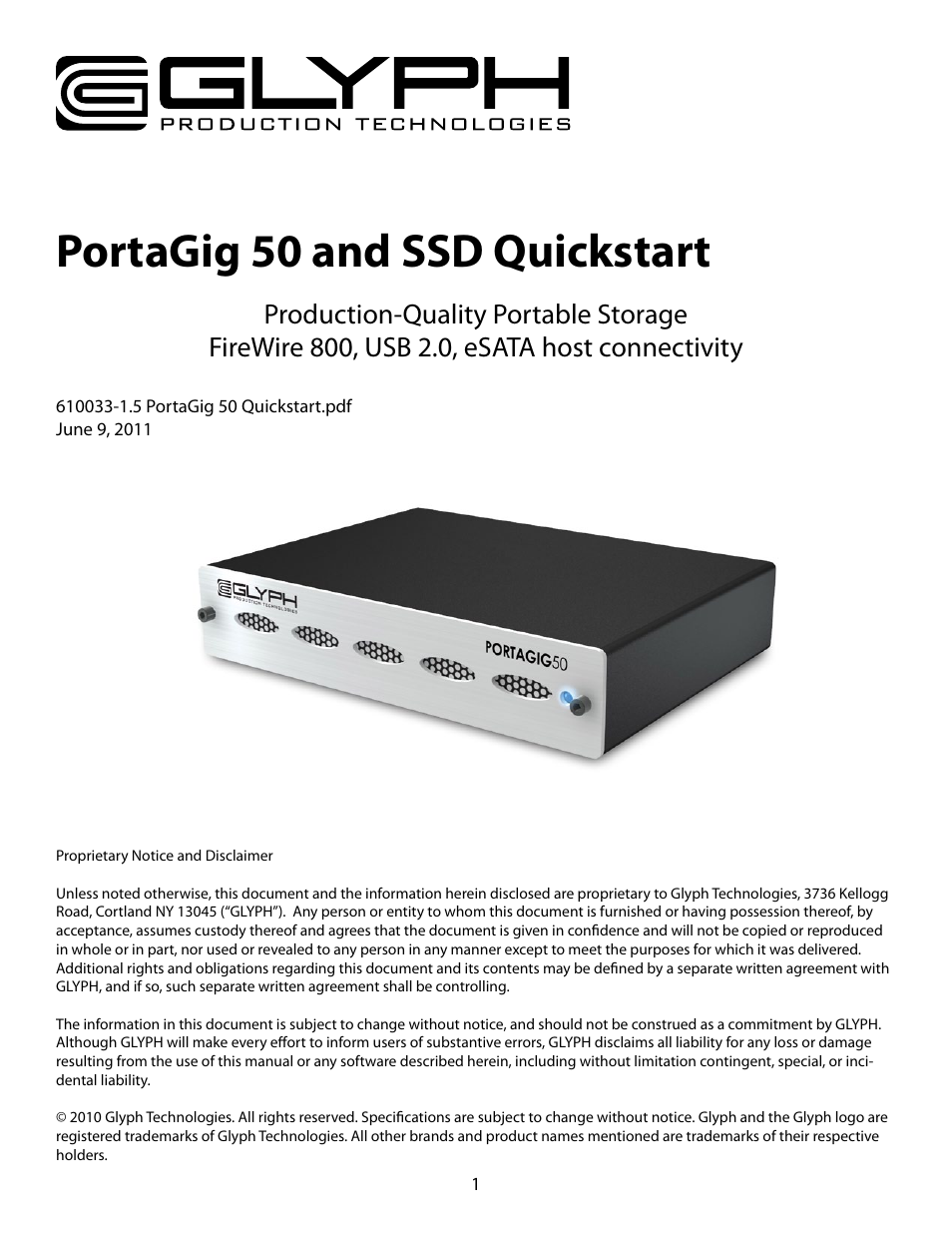 Glyph PortaGig 50 and SSD User Manual | 6 pages