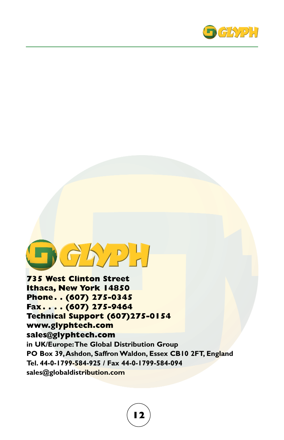 Glyph Firewire CDR User Manual | Page 12 / 12