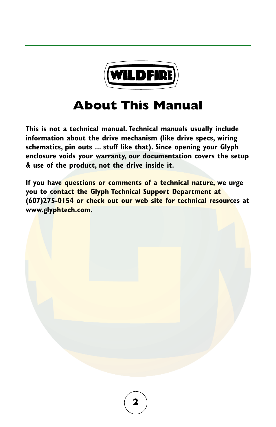 About this manual | Glyph Firewire CDR User Manual | Page 2 / 12