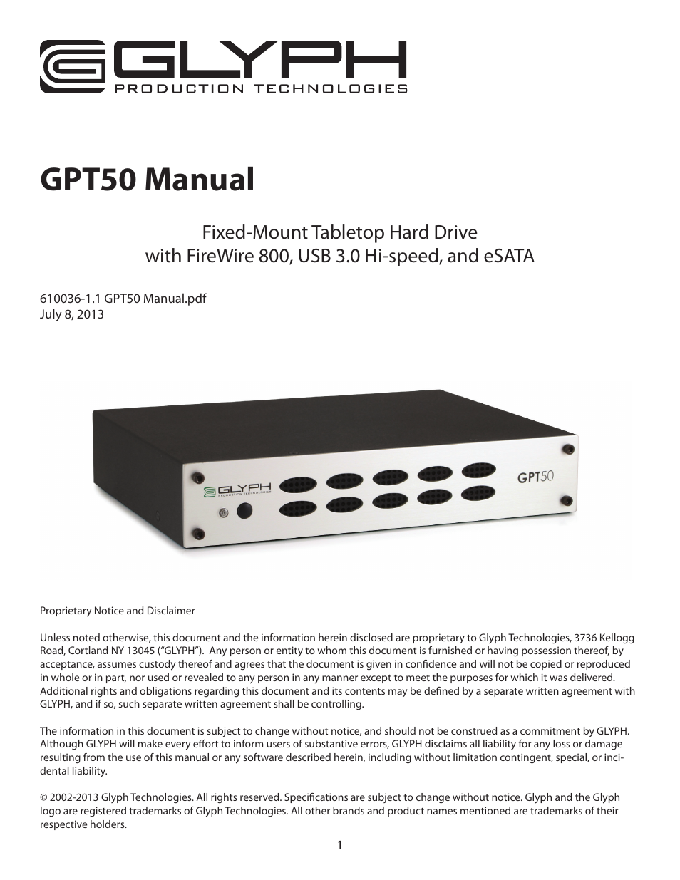 Glyph GPT50 User Manual | 10 pages