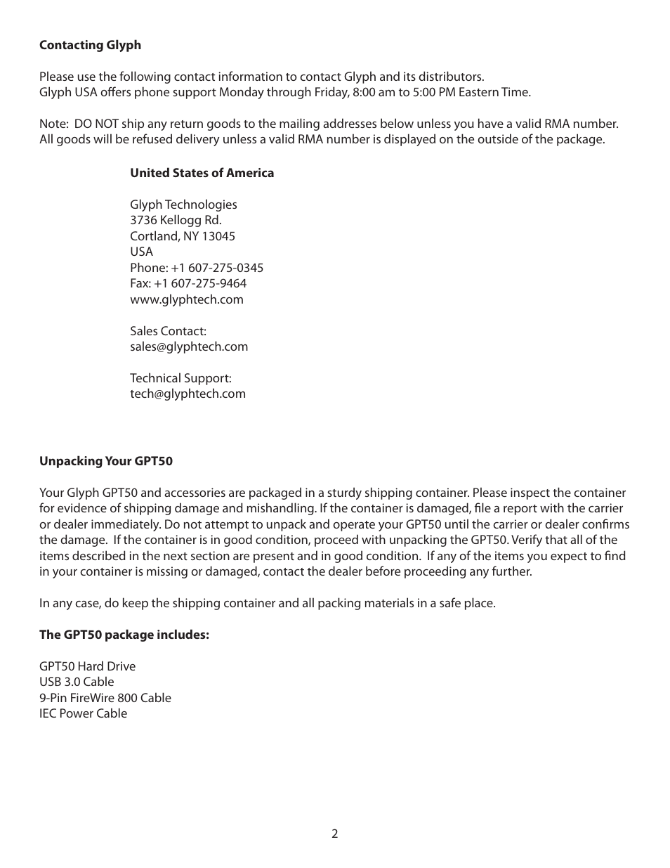 Glyph GPT50 User Manual | Page 2 / 10