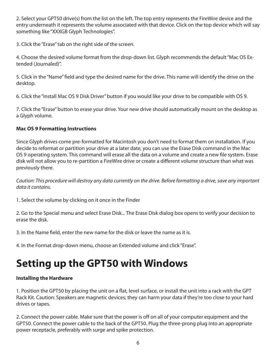 Setting up the gpt50 with windows | Glyph GPT50 User Manual | Page 6 / 10