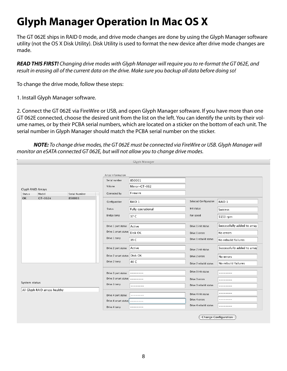 Glyph manager operation in mac os x | Glyph GT 062E User Manual | Page 8 / 17