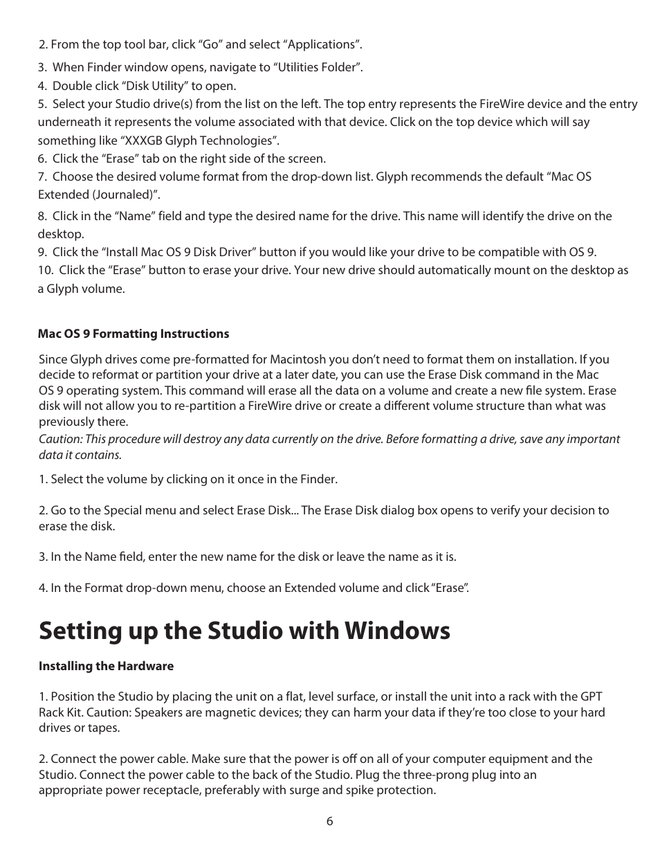 Setting up the studio with windows | Glyph Studio User Manual | Page 6 / 10