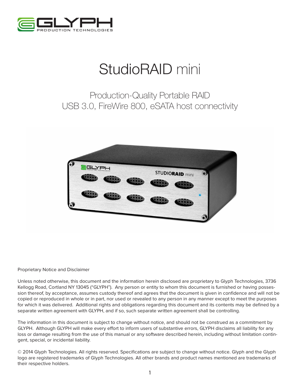 Glyph StudioRAID mini User Manual | 6 pages