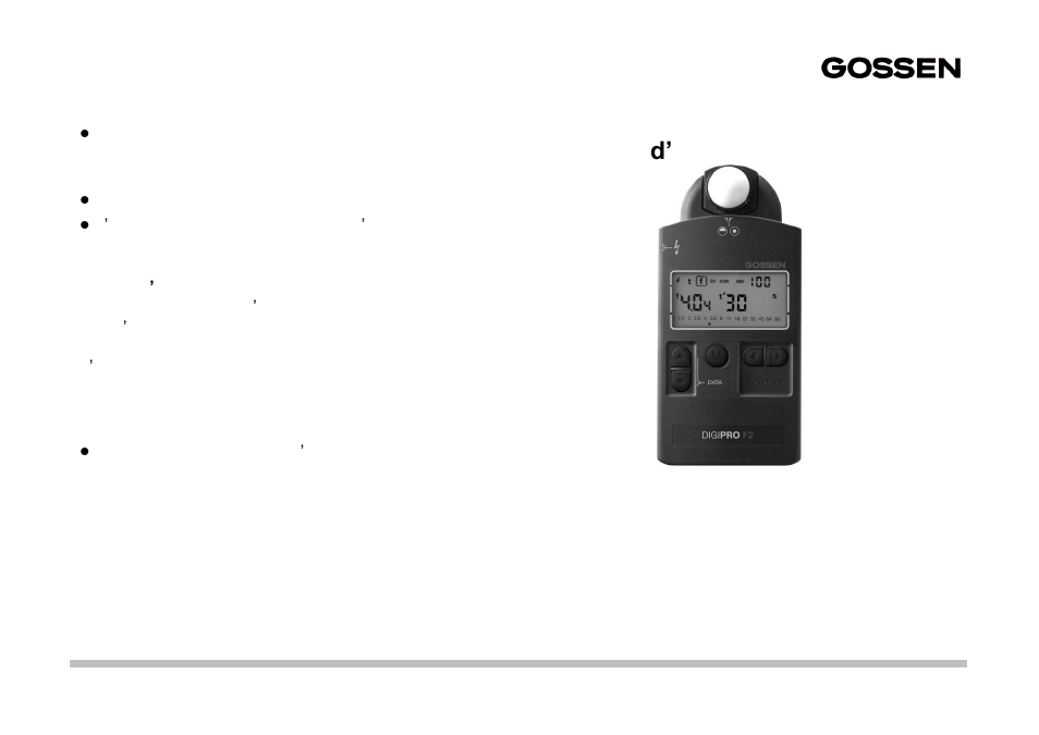 Digipro f2, Mode d’emploi condensé | Gossen DIGIPRO F2 User Manual | Page 25 / 56