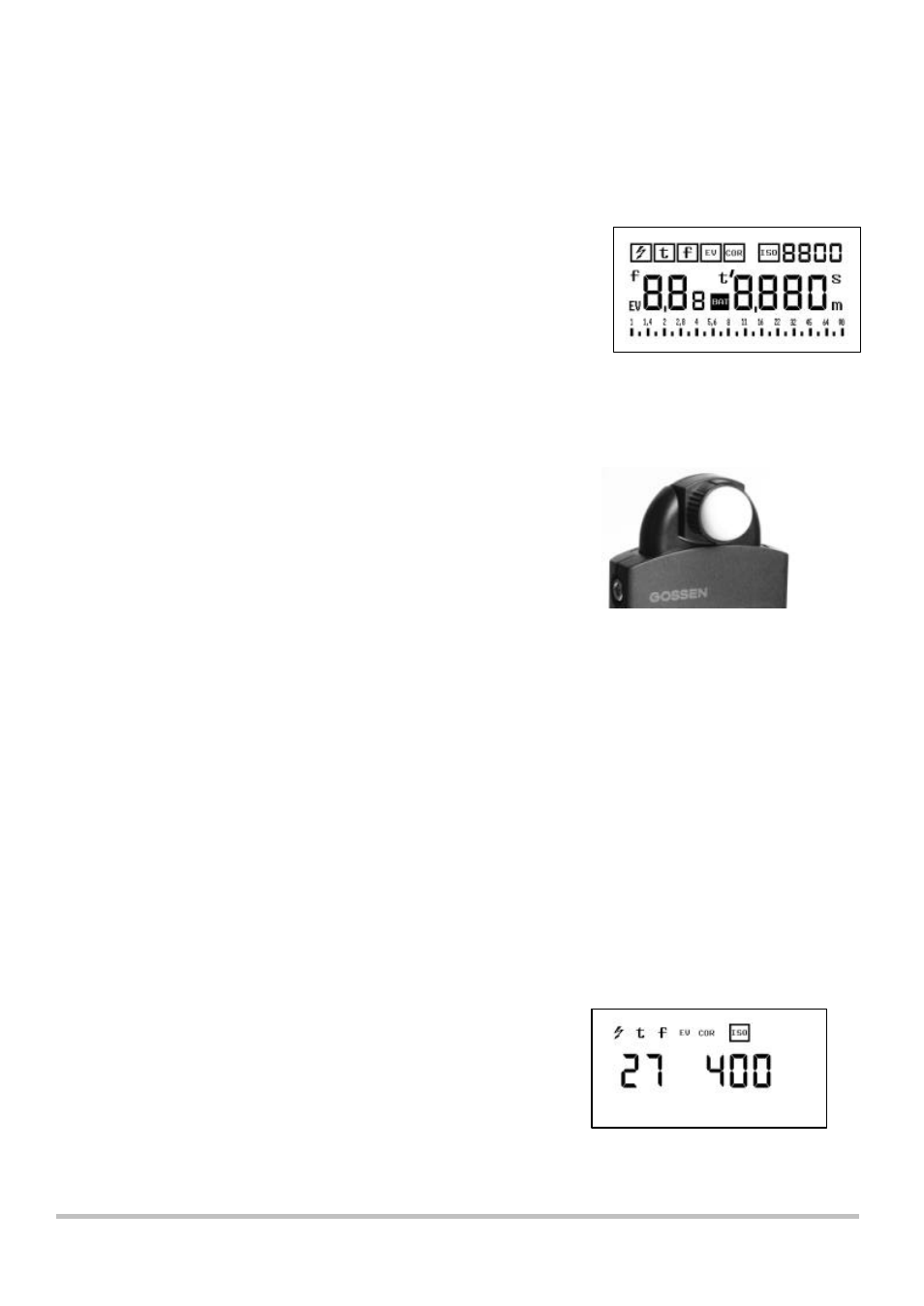 2 the functioning of the digipro f, 1 preparations, Battery | Self-checking routine, Basic values, 3 the individual functions, 1 setting the film speed | Gossen Digipro F User Manual | Page 3 / 10