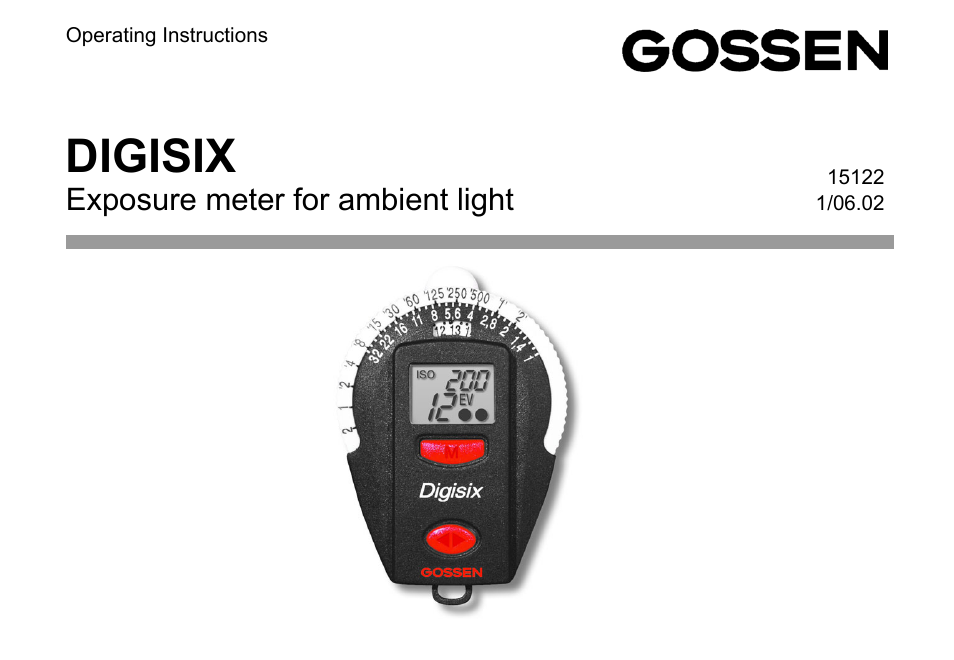 Gossen Digisix User Manual | 16 pages