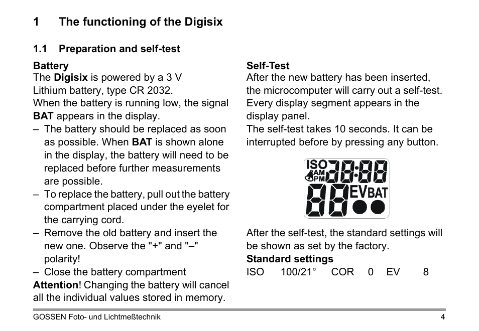 Gossen Digisix User Manual | Page 4 / 16