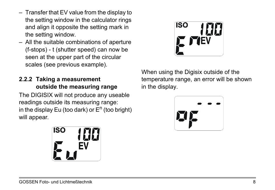 Gossen Digisix User Manual | Page 8 / 16