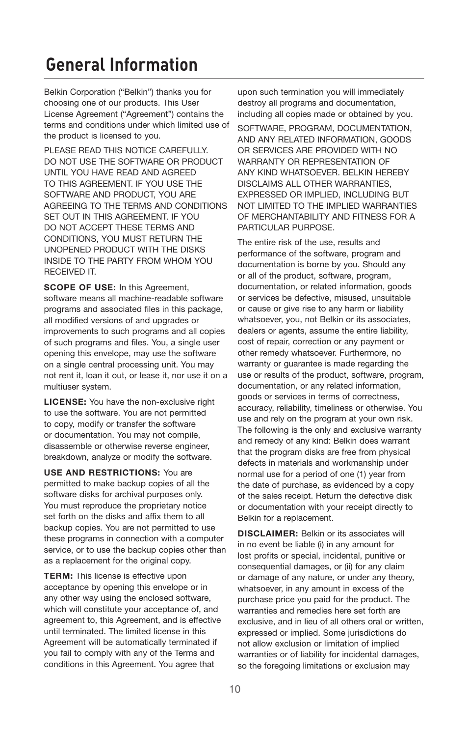 General information | Belkin BU305500-USB User Manual | Page 11 / 12