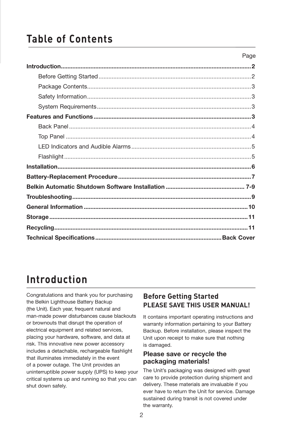 Belkin BU305500-USB User Manual | Page 2 / 12