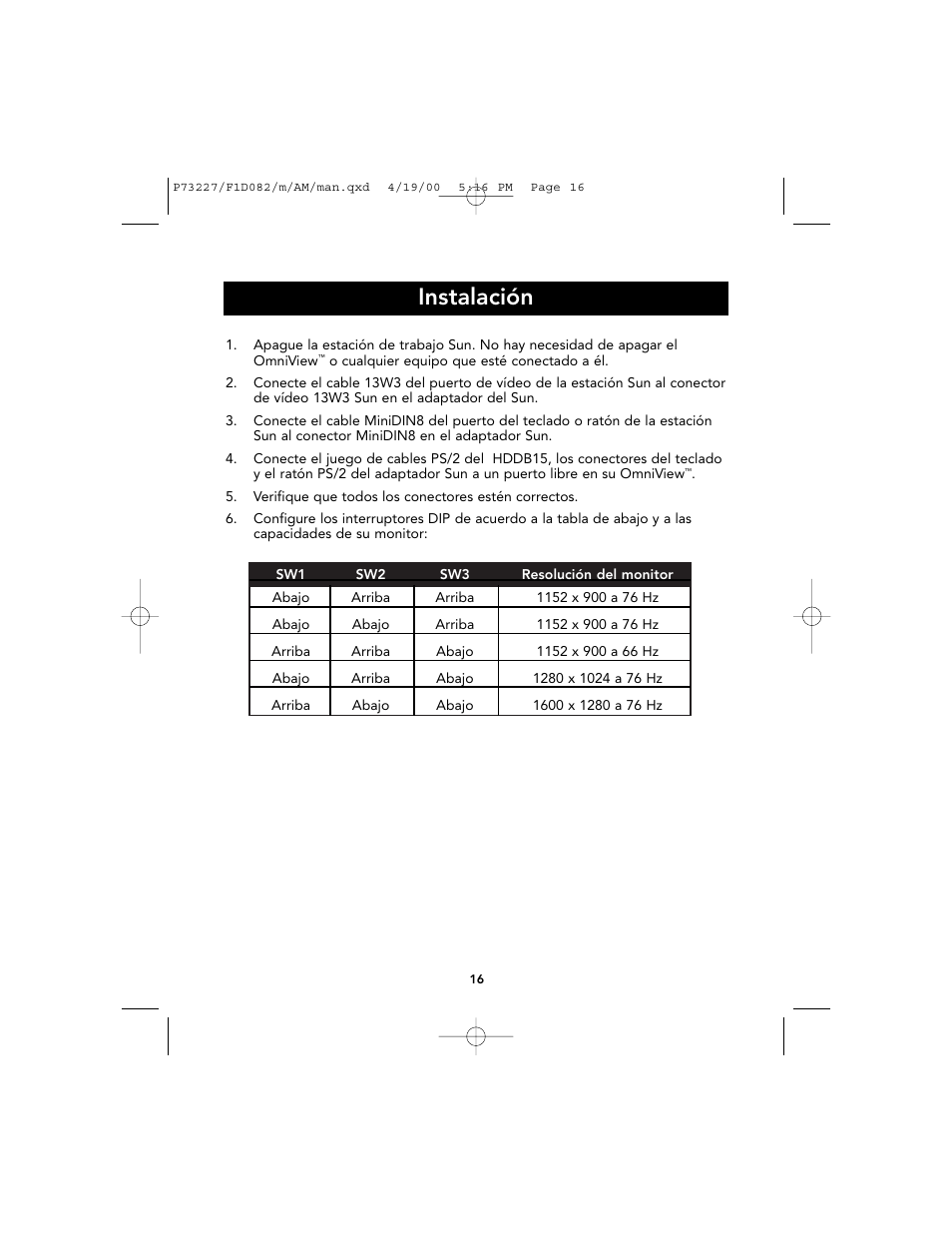 Instalación | Belkin F1D082 User Manual | Page 20 / 28