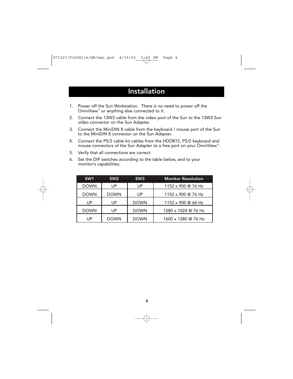 Installation | Belkin F1D082 User Manual | Page 8 / 28