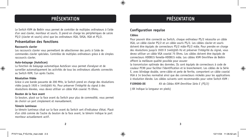 Présentation | Belkin F1DJ104P-B User Manual | Page 18 / 87
