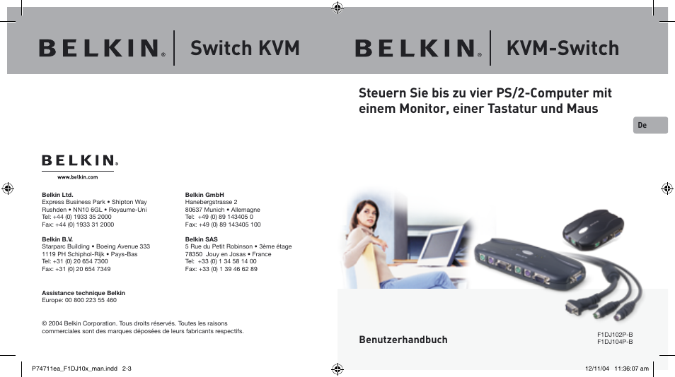 Switch kvm, Kvm-switch | Belkin F1DJ104P-B User Manual | Page 30 / 87